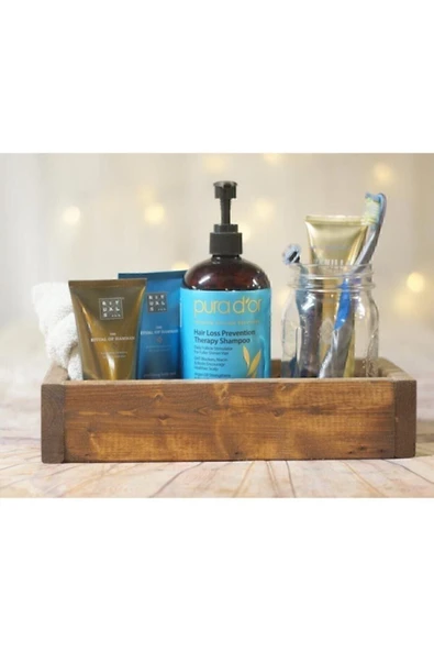 POSTOTTO Ahşap Organizer Kutu 300x15x10cm, Koyu Renk, Çok Amaçlı Saklama Çözümü ürün görseli