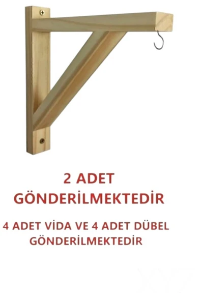 XYZ Duvar Rafı , Raf Ayağı , Askılı Ahşap Çiçeklik (2 Adet ) - Resim 2