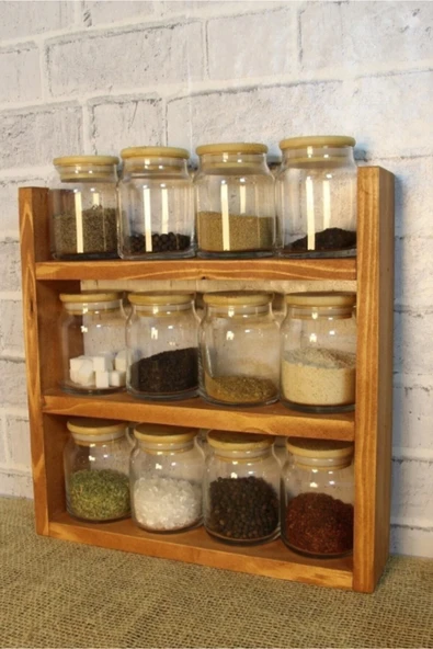 PAKÇAM KERESTE Ahşap Baharatlık Standı Tezgah Üstü Düzenleyici Ahşap Raf Baharatlık 6110 - Resim 2