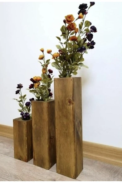 Algı Dekor 3 Lü Ahşap Vazo ürün görseli 1