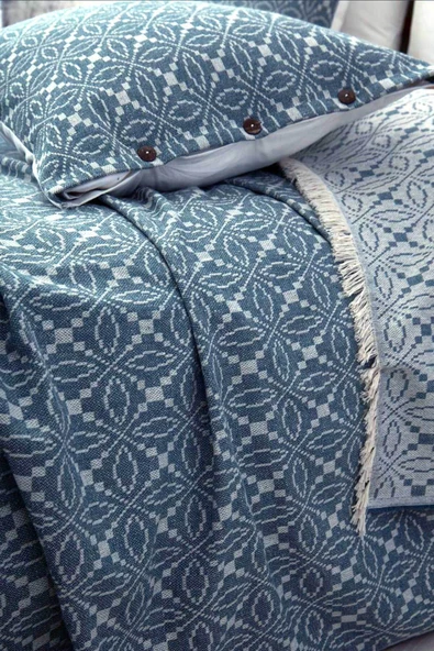 Cottonest ÇİFT KİŞİLİK YATAK ÖRTÜSÜ SETİ İKİ YASTIKLI SAÇAKLI - 1