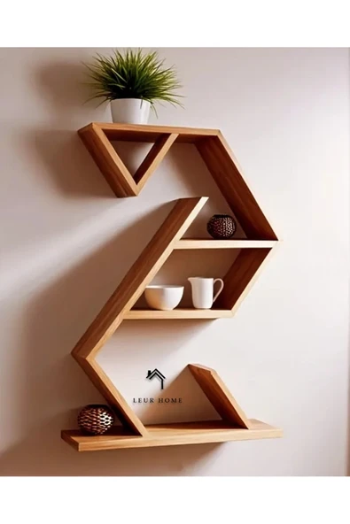 Leur Home Modern Ahşap Dekoratif Duvar Rafı ürün görseli 1
