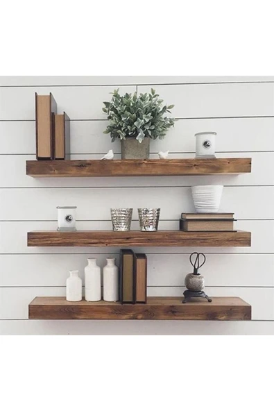 Shopkutuk Ahşap 3’lü Raf Sistemi 70x15cm ürün görseli 1