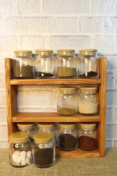 PAKÇAM KERESTE Ahşap Baharatlık Standı Tezgah Üstü Düzenleyici Ahşap Raf Baharatlık ürün görseli 1