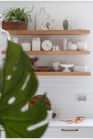 LİNDE HOME 70cm 3lü Masif Duvar Rafı Kütüphane Kitaplık Banyo Ve Mutfak Düzenleyici 70x15cm - Resim 2