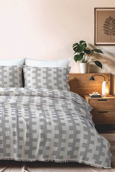 Cottonest Çift Kişilik Pike Yatak Örtüsü Seti İki Yastıklı Saçaklı - 3