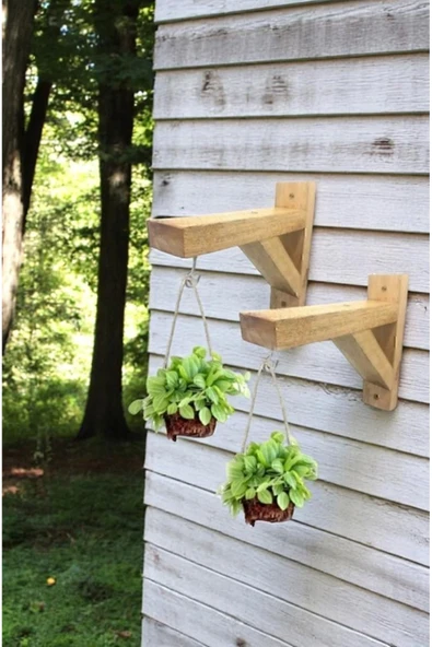 XYZ Duvar Rafı , Raf Ayağı , Askılı Ahşap Çiçeklik (2 Adet ) ürün görseli 1