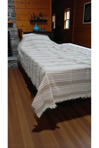 Cottonest Tek Kişilik Yatak Örtüsü Saçaklı - Resim 2