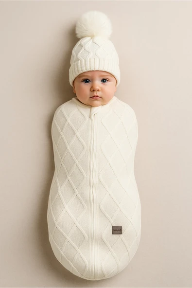 Bistyle Baby İn Swadding Triko Kundak 75108 Ekru