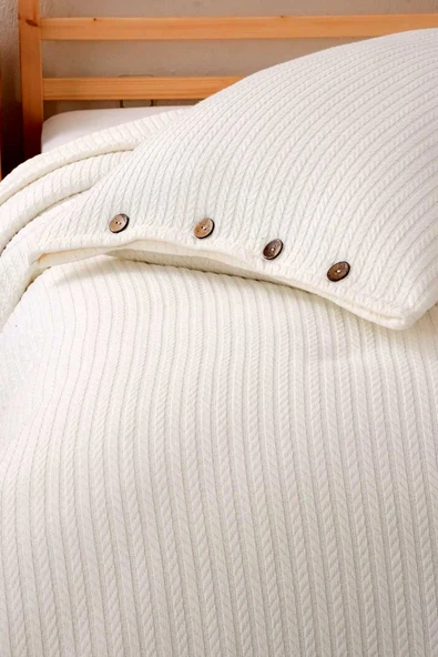 Cottonest Tek Kişilik Yatak Örtüsü Pİke 1 Adet Yastık Kılıfı - 2