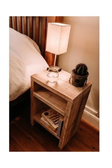 NUR AHŞAP Doğal Ahşap Masif Komodin - Resim 3