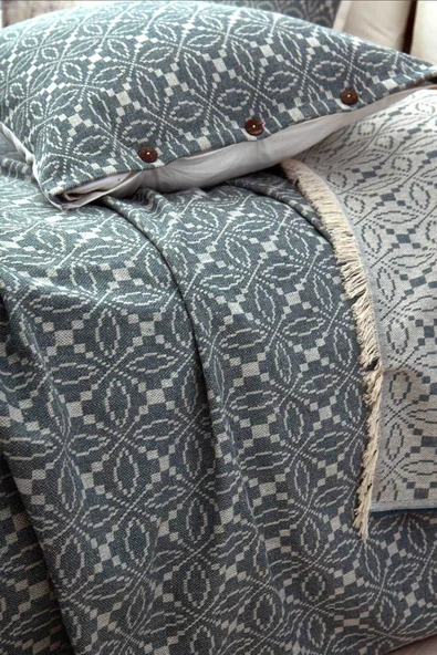 Cottonest ÇİFT KİŞİLİK YATAK ÖRTÜSÜ SETİ İKİ YASTIKLI SAÇAKLI - 1