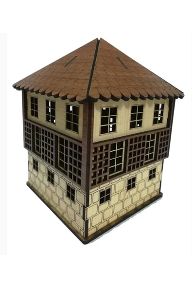Kiişiye Özel Isimli Kilitli Dekoratif Ahşap Tarihi Ev Kumbara Ve Tip Box Parabox Konak Ev - 4
