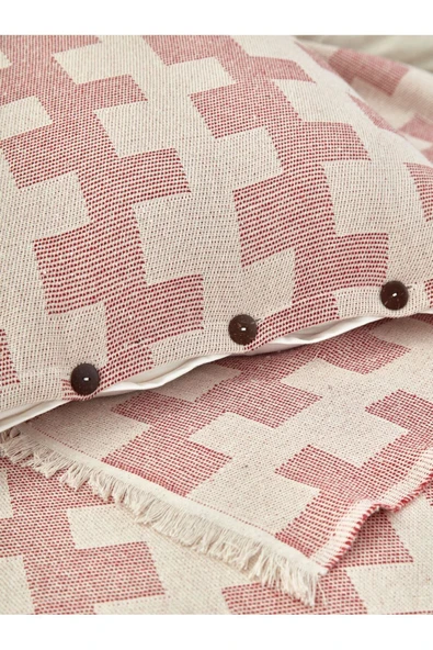 Cottonest Çift Kişilik Pike Yatak Örtüsü Seti İki Yastıklı Saçaklı - 1