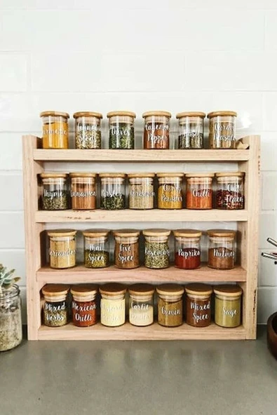 wooden women world Doğal Ahşap Baharatlık Tezgah Üstü Dekoratif Mutfak Rafı ürün görseli 1