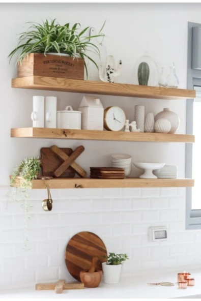 LİNDE HOME 70cm 3lü Masif Duvar Rafı Kütüphane Kitaplık Banyo Ve Mutfak Düzenleyici 70x15cm ürün görseli 1