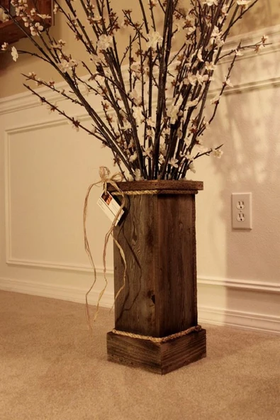 Shark Masif Ahşap Dekorotif Çiçeklik Biblo Vazo ürün görseli 1