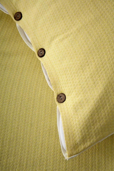 Cottonest Çift Kişilik Yatak Örtüsü Seti 2 Yastıklı Düğme Detaylı - 1