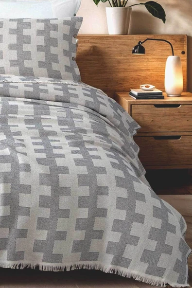Cottonest Çift Kişilik Pike Yatak Örtüsü Seti İki Yastıklı Saçaklı - 2