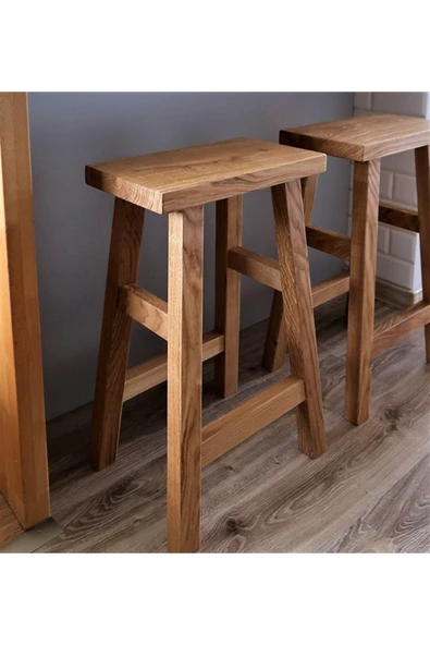 The BEST Shopping Masif Ahşap Bar Sandalyesi Masif Tabure ürün görseli