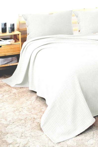 Cottonest Tek Kişilik Yatak Örtüsü Pİke 1 Adet Yastık Kılıfı - 3