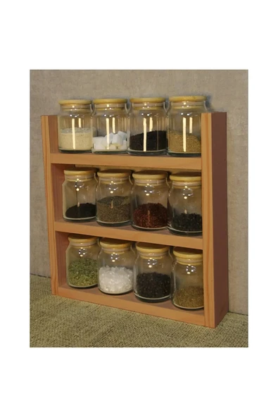 PAKÇAM KERESTE Ahşap Baharatlık Standı Tezgah Üstü Düzenleyici Ahşap Raf Baharatlık 6110 ürün görseli 1