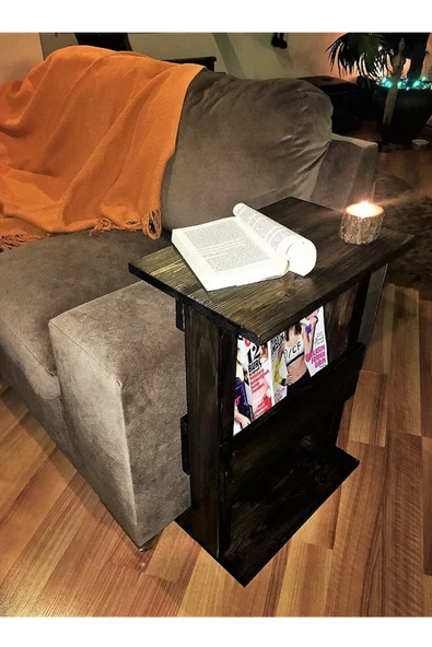 madamecarpenter Yan Sehpa Masif Ağaç Ceviz Renk 45x30 Cm - Resim 2