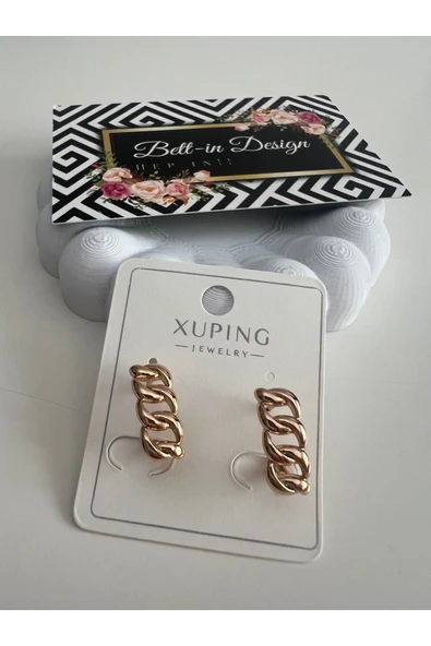 bettin tasarım Xuping Paslanmaz Sarı Zincir Model Kadın Çelik Küpe - Resim 7