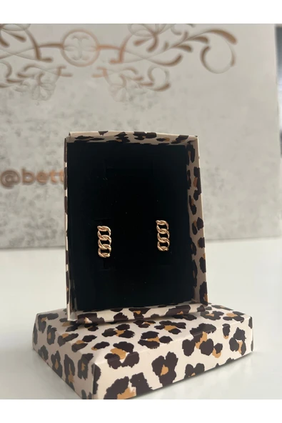 bettin tasarım Xuping Paslanmaz Sarı Zincir Model Kadın Çelik Küpe - Resim 6