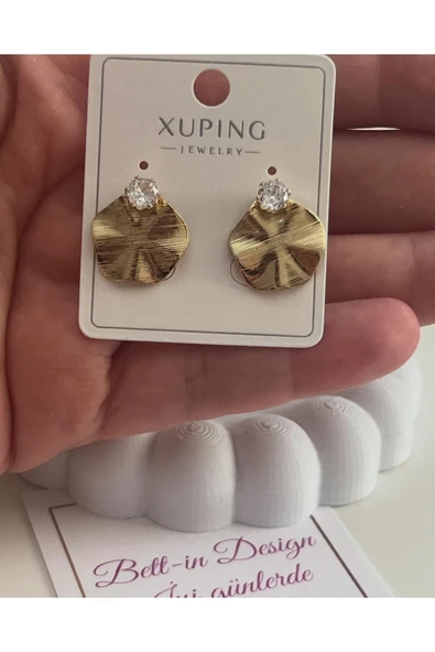 bettin tasarım Xuping Gold Işıltılı Çelik Kadın Küpe - Resim 6