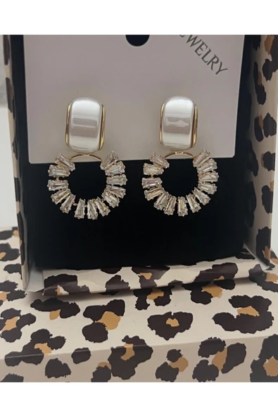 bettin tasarım Taş Detaylı Taşlı Abiye Kadın Bijuteri Küpe - Resim 4