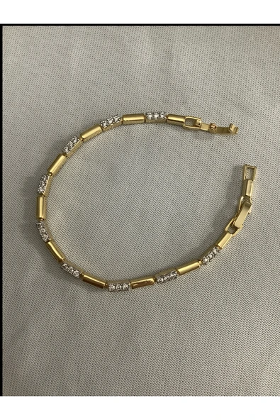 bettin tasarım Ysx Kadın Altın Renk Kristal Taşlı Çelik Bileklik - Resim 4