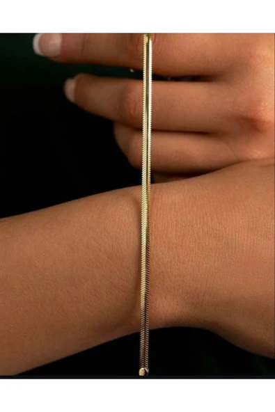 bettin tasarım 316L Çelik Unisex İtalyan Zincir Bileklik Ezme Model 17cm + 4cm Uzatma 4mm Kalınlık - Resim 3