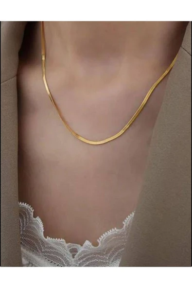 bettin tasarım Gold Renk 60 Cm 2 Mm Kalınlık Unisex Çelik İnce Ezme İtalyan Zincir Kolye - 4