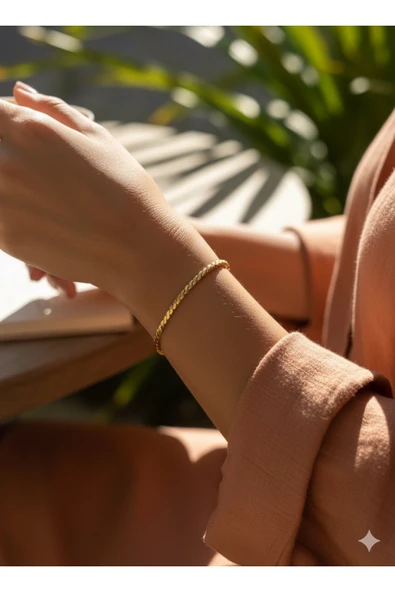 bettin tasarım Xuping 14K Altın Kaplama Düz Zincir Model Kadın Çelik Bileklik - Resim 7