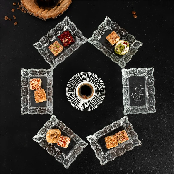 Porsima Almina 6'lı Kahve Yanı Lokumluk Sunumluk Cam Kase Seti Mini İkramlık Şekerlik, Reçellik, Sosluk Kase - 7