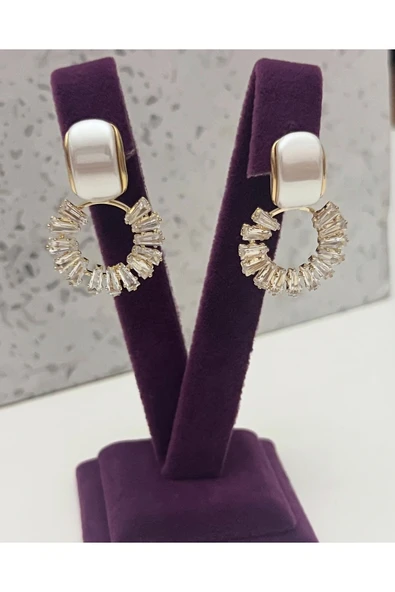 bettin tasarım Taş Detaylı Taşlı Abiye Kadın Bijuteri Küpe - Resim 5