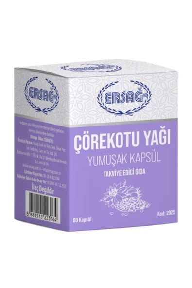 Ersağ Çörek Otu Yağı Jel Kapsül Takviye Edici Gıda -80 Kapsül ürün görseli 1