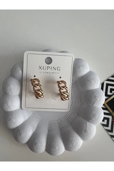 bettin tasarım Xuping Paslanmaz Sarı Zincir Model Kadın Çelik Küpe - Resim 4