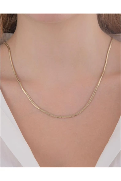 bettin tasarım Gold Renk 60 Cm 2 Mm Kalınlık Unisex Çelik İnce Ezme İtalyan Zincir Kolye - 3