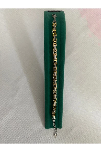bettin tasarım Çift Renkli Kral Zincir Unisex Paslanmaz Çelik Bileklik - 7