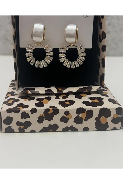 bettin tasarım Taş Detaylı Taşlı Abiye Kadın Bijuteri Küpe - Resim 6