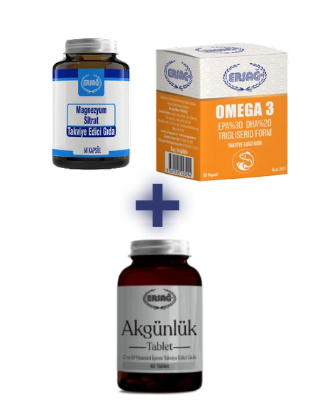 Ersağ OMEGA 3, MAGNEZYUM SİTRAT ALANA AKGÜNLÜK TABLET HEDİYE