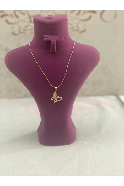 bettin tasarım İnce İtalyan Zincir Kelebek Uçlu Çelik Kadın Kolye Altın Sarısı 40cm +7cm Uzatmalı - Resim 8