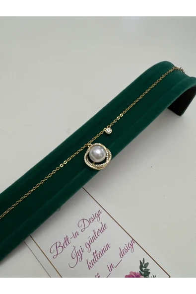 bettin tasarım Kadın Paslanmaz Çelik İnci Detaylı Bileklik - Resim 4