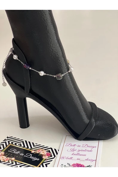 bettin tasarım İncili Doğaltaşlı Halhal - Resim 4