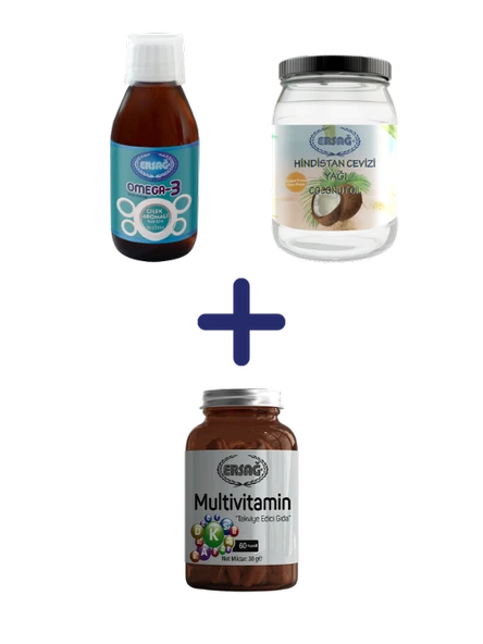 Ersağ OMEGA 3 SIVI (ÇİLEK AROMALI), HİNDİSTAN CEVİZİ YAĞI 270 GR, ALANA MULTİVİTAMİN KAPSÜL HEDİYE