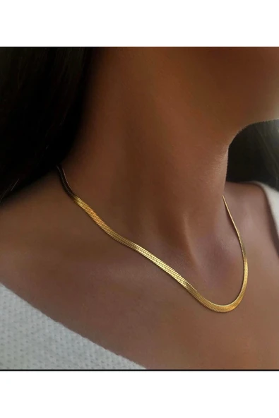 bettin tasarım Kadın Yüksek Kalite Çelik İtalyan Ezme Zincir Kolye 60cm + 5cm Uzatma 3mm Kalınlık - Resim 2