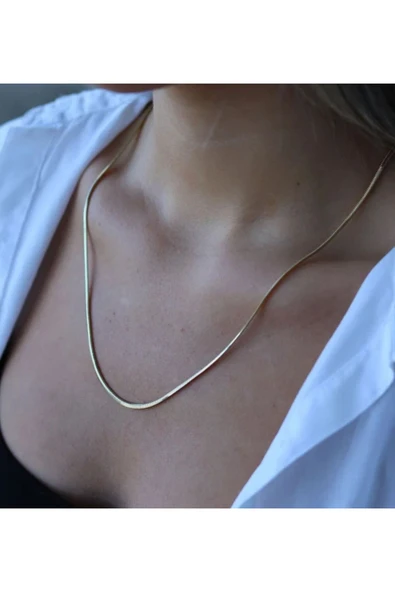 bettin tasarım Gold Renk 60 Cm 2 Mm Kalınlık Unisex Çelik İnce Ezme İtalyan Zincir Kolye - 2