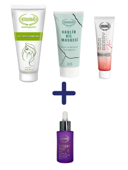 Ersağ YÜZ TEMİZLEME JELİ 200 ML , GOJİ BERRY KREM 50 ML , KİL MASKE 100 ML ALANA KOLAJEN SERUM 30 ML HEDİYE ürün görseli